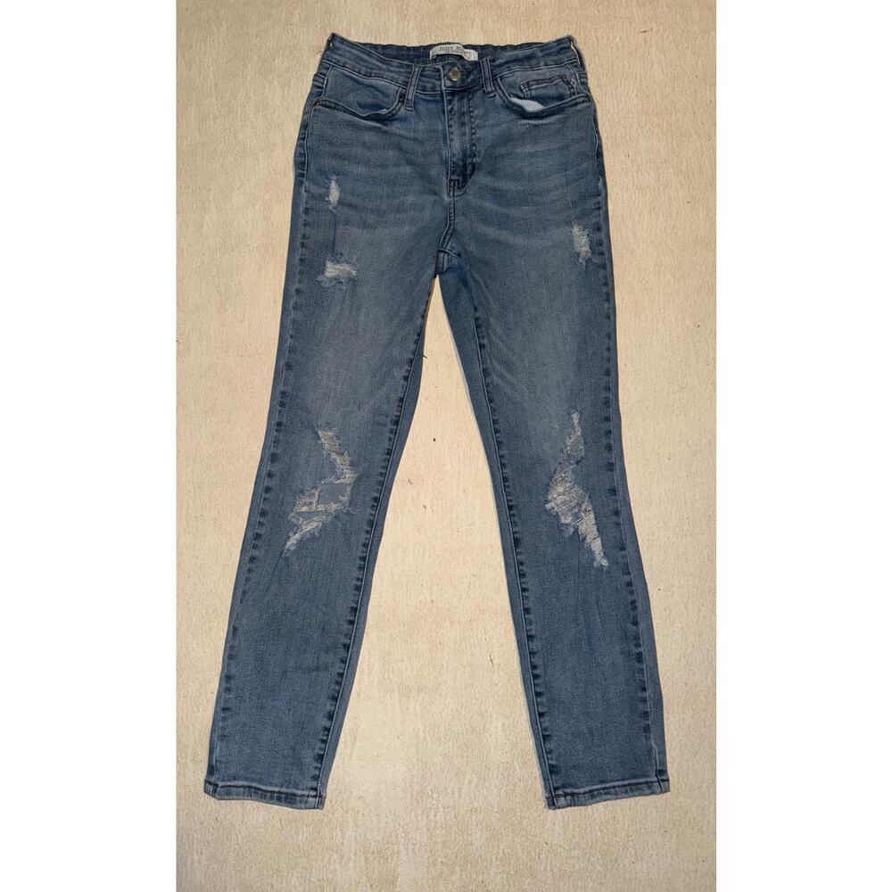 Judy blue women’s distressed relaxed fit blue jean - Picture 12 of 16